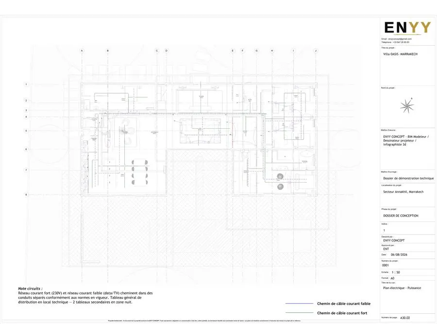 Villa OASIS — plan électrique, puissance