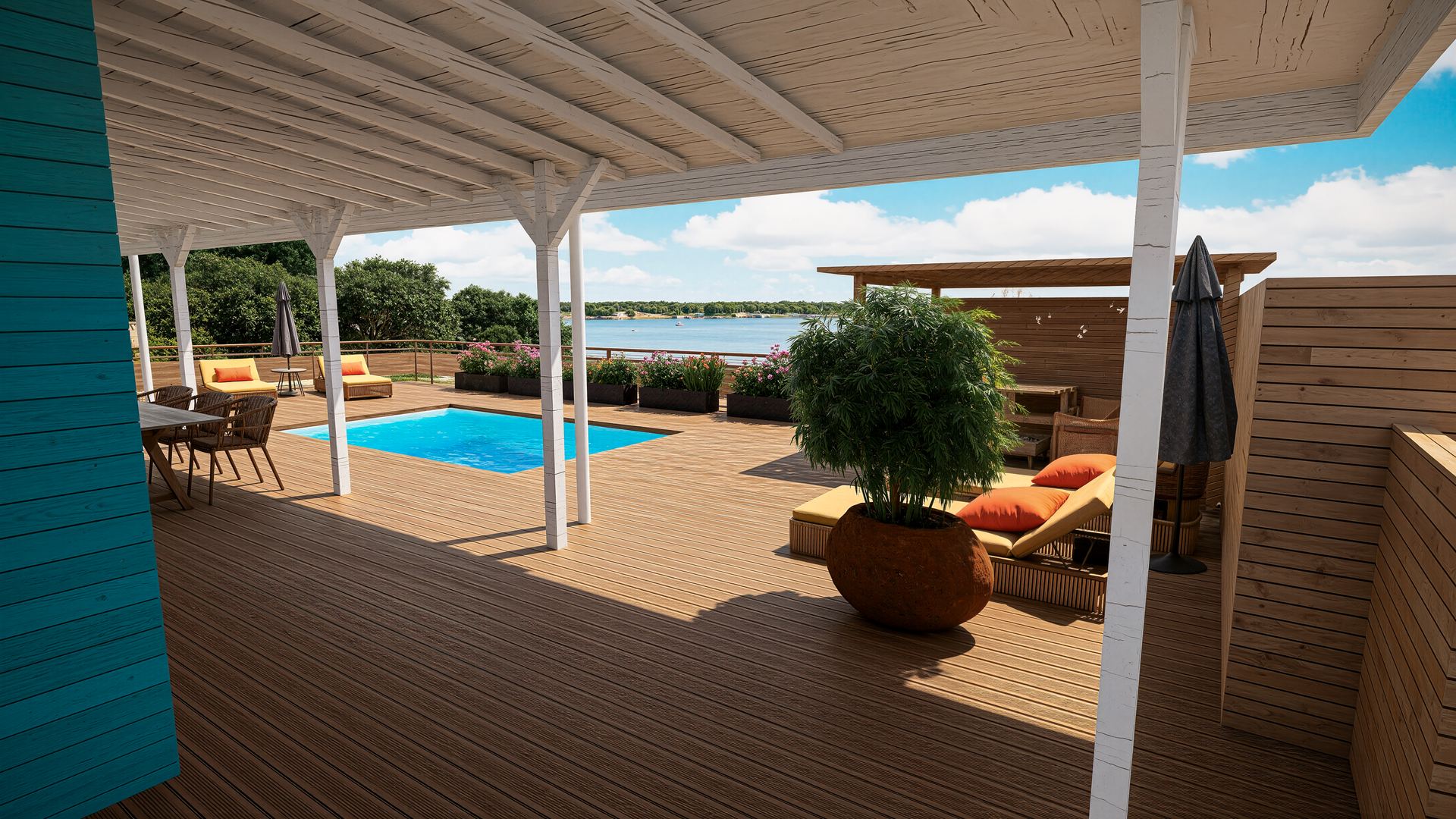Projet N°01 — terrasse couverte et piscine, Sainte-Luce