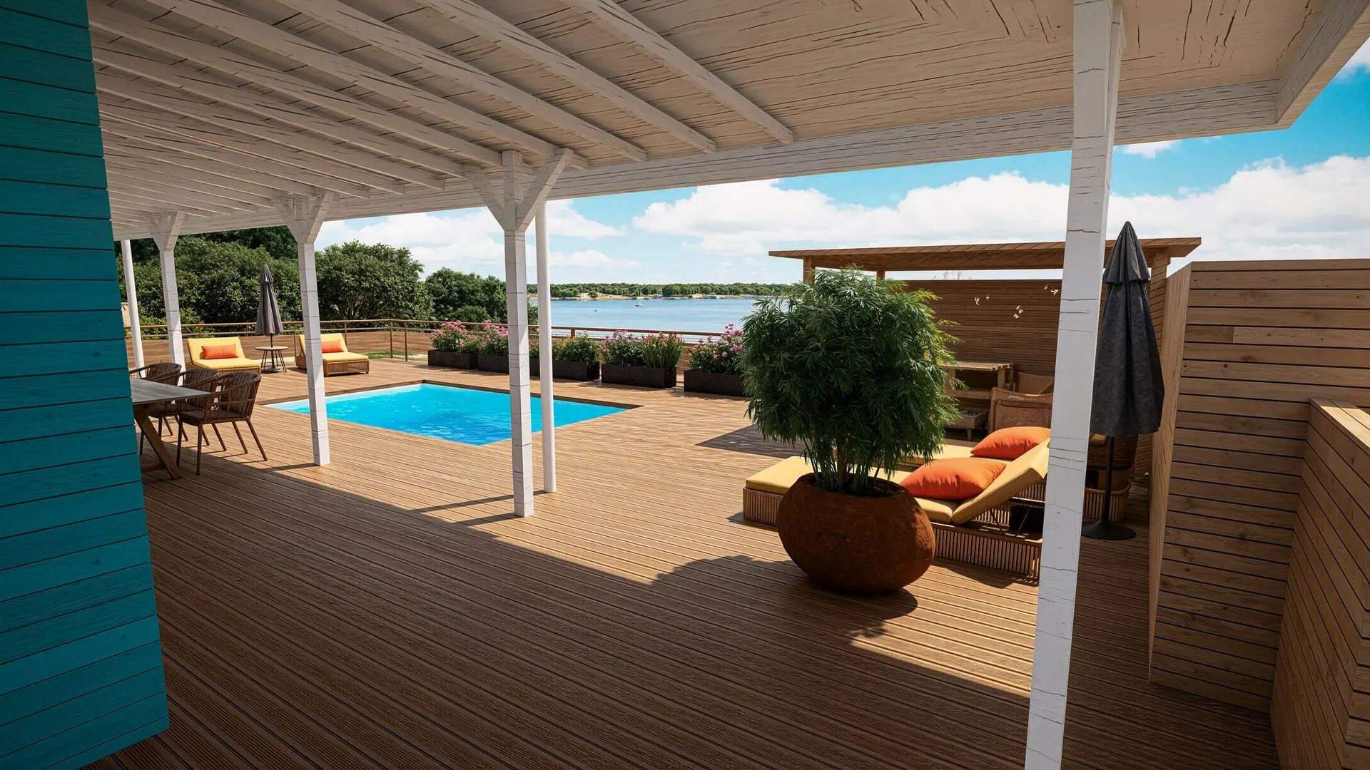 Projet N°13 — terrasse couverte et piscine, Sainte-Luce