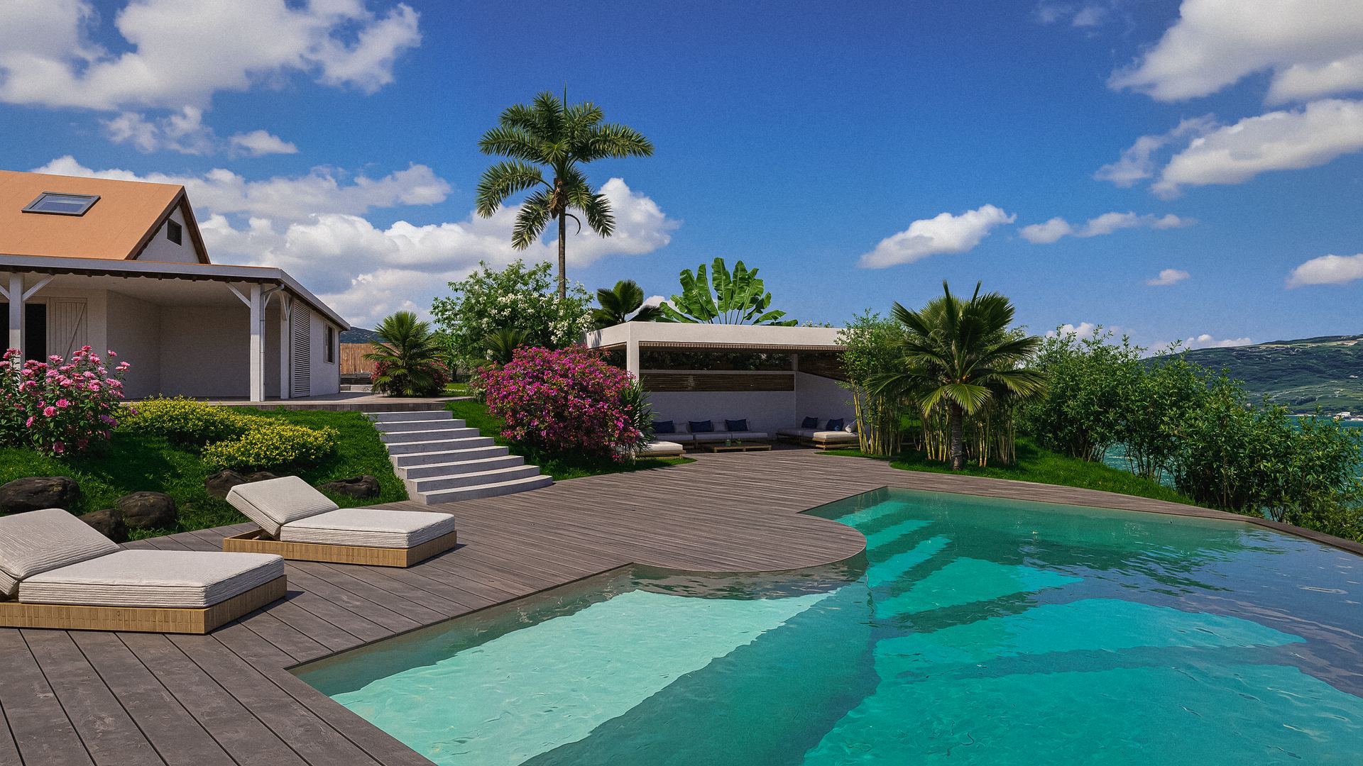 Projet N°03 — villa créole, piscine et jardin tropical