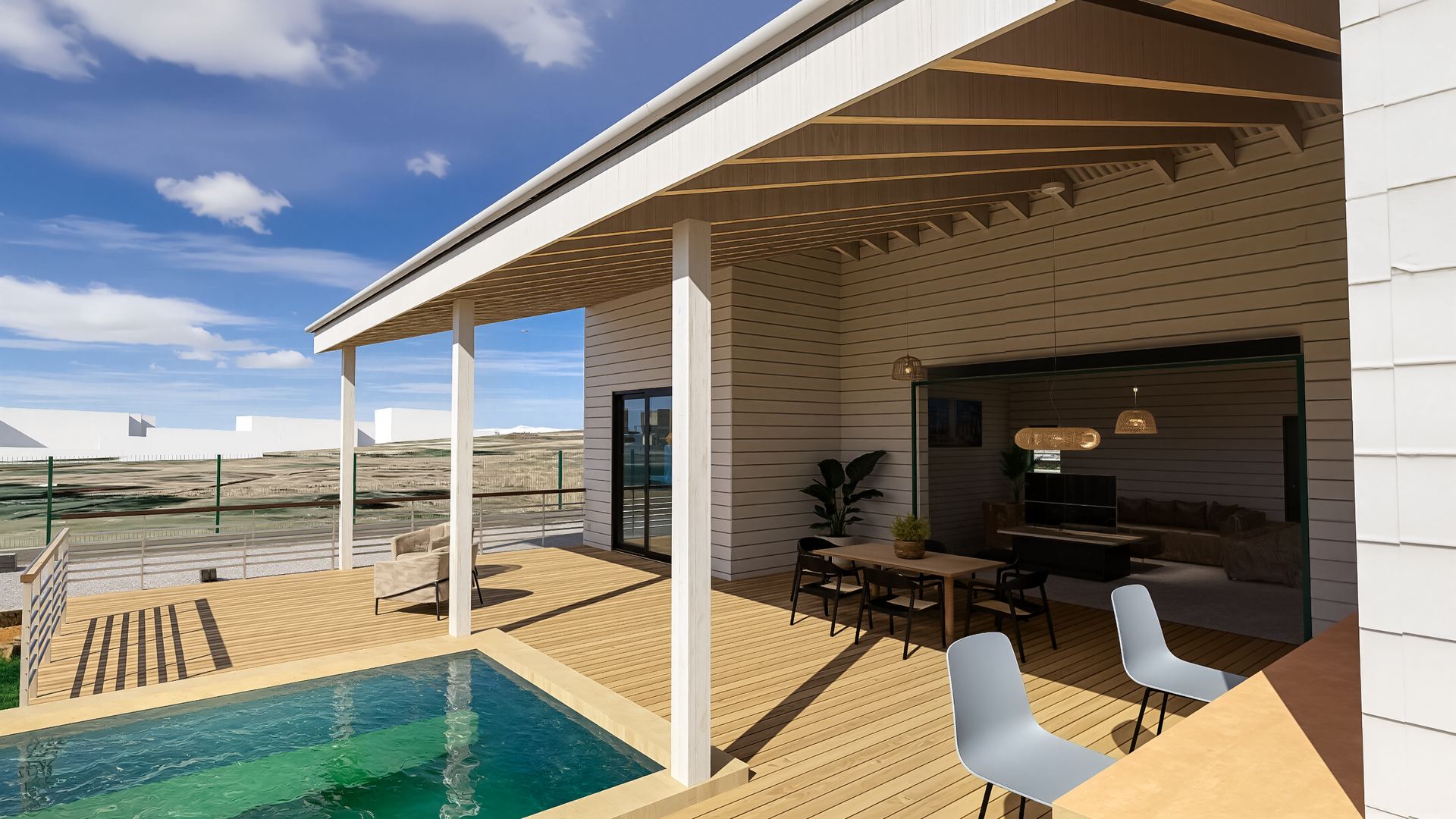 Projet N°10 — façade et terrasse, vue d'ensemble