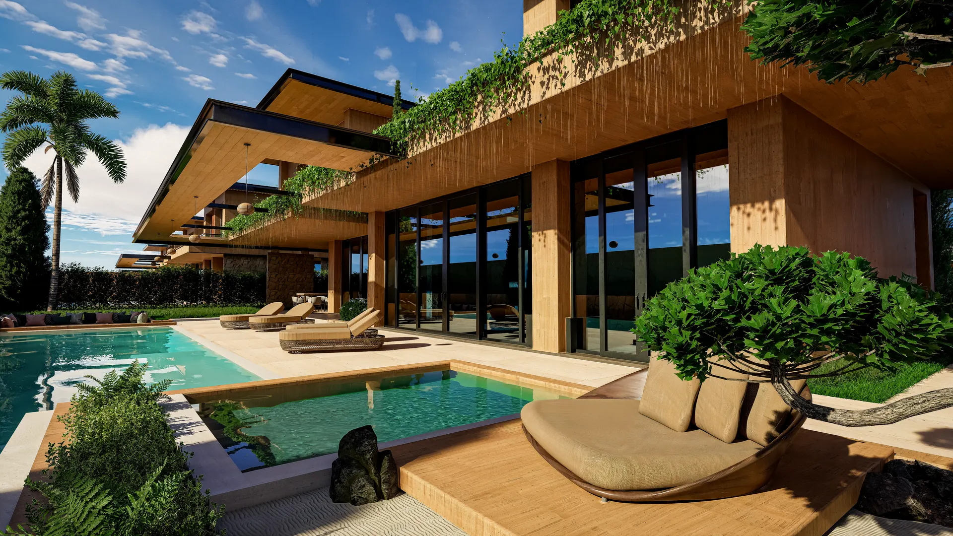 Projet N°02 — terrasse, piscine et espace détente, Marrakech