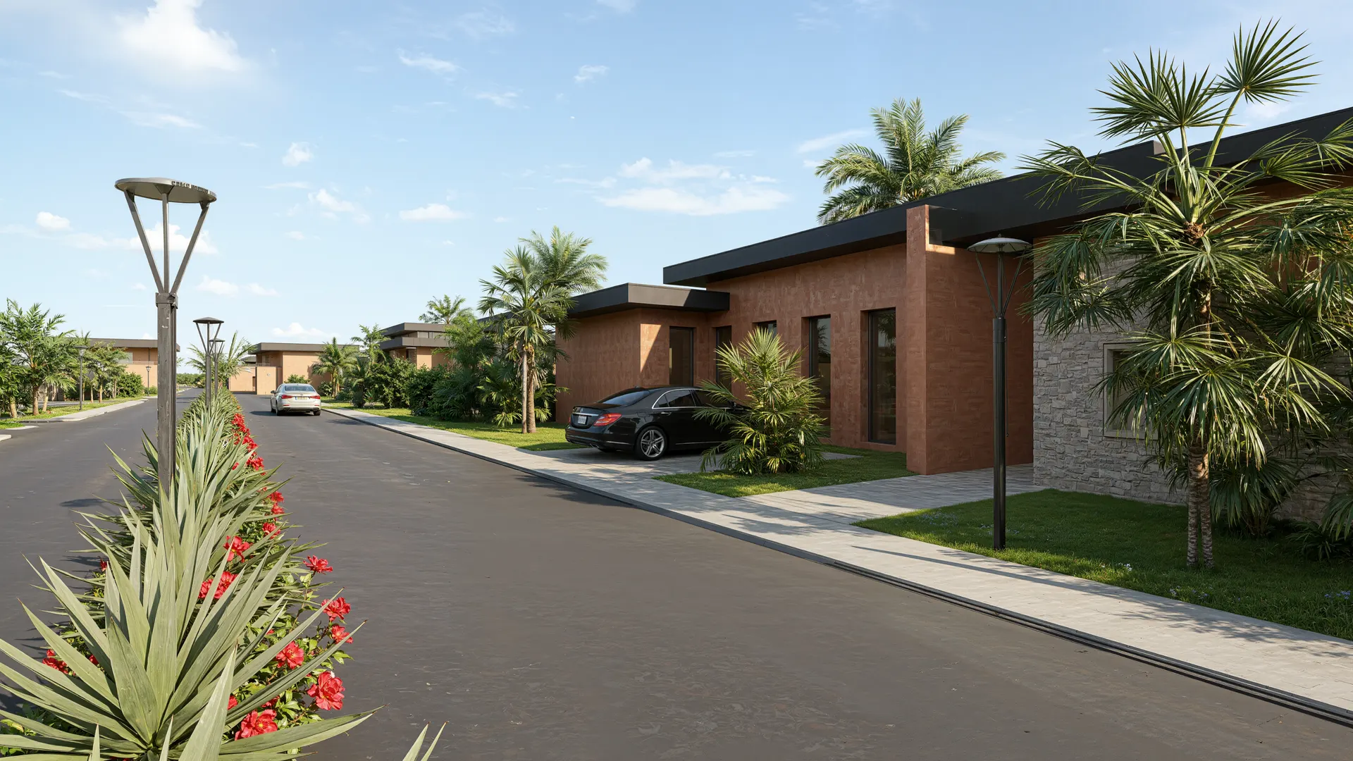 Projet N°05 — rue d'accès et villa du lotissement, Marrakech