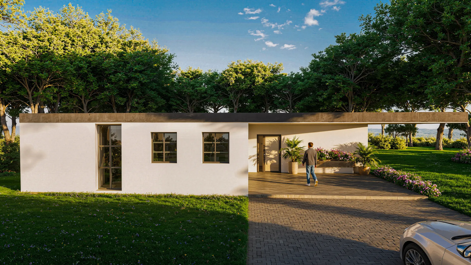 Projet N°06 — façade avant et allée d'accès